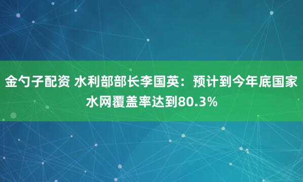 金勺子配资 水利部部长李国英:预计到今年底国家水网覆盖率达到80.3%
