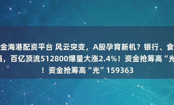 金海港配资平台 风云突变,A股孕育新机?银行、食饮携手走强,百亿顶流512800爆量大涨2.4%!资金抢筹高“光”159363