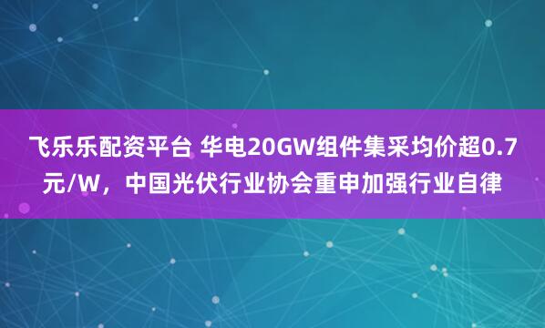 飞乐乐配资平台 华电20GW组件集采均价超0.7元/W，中国光伏行业协会重申加强行业自律