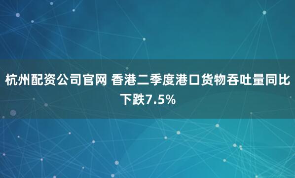 杭州配资公司官网 香港二季度港口货物吞吐量同比下跌7.5%